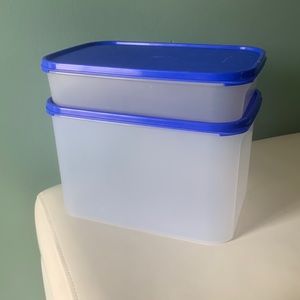Tupperware Modular Mates with blue lids